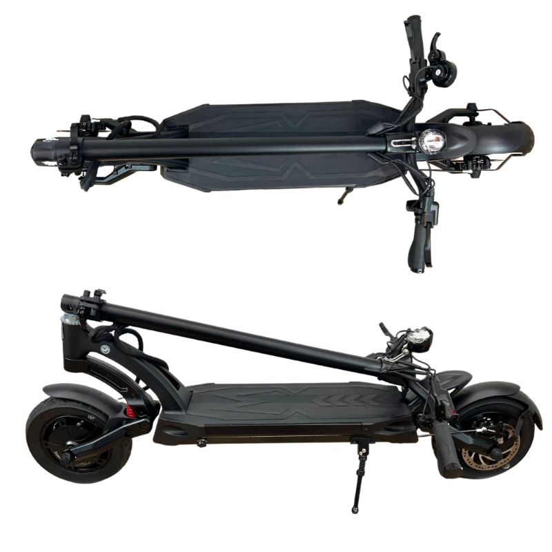  Mantis 40 MPH electric scooter in its folded position for easy transport