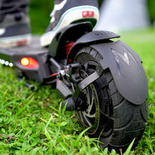 Load image into Gallery viewer, Close up of the rear tire and brakes on the Mantis 40 MPH electric scooter
