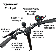 Load image into Gallery viewer, Close up of all components found on the handlebars of the Kaboo Mantis
