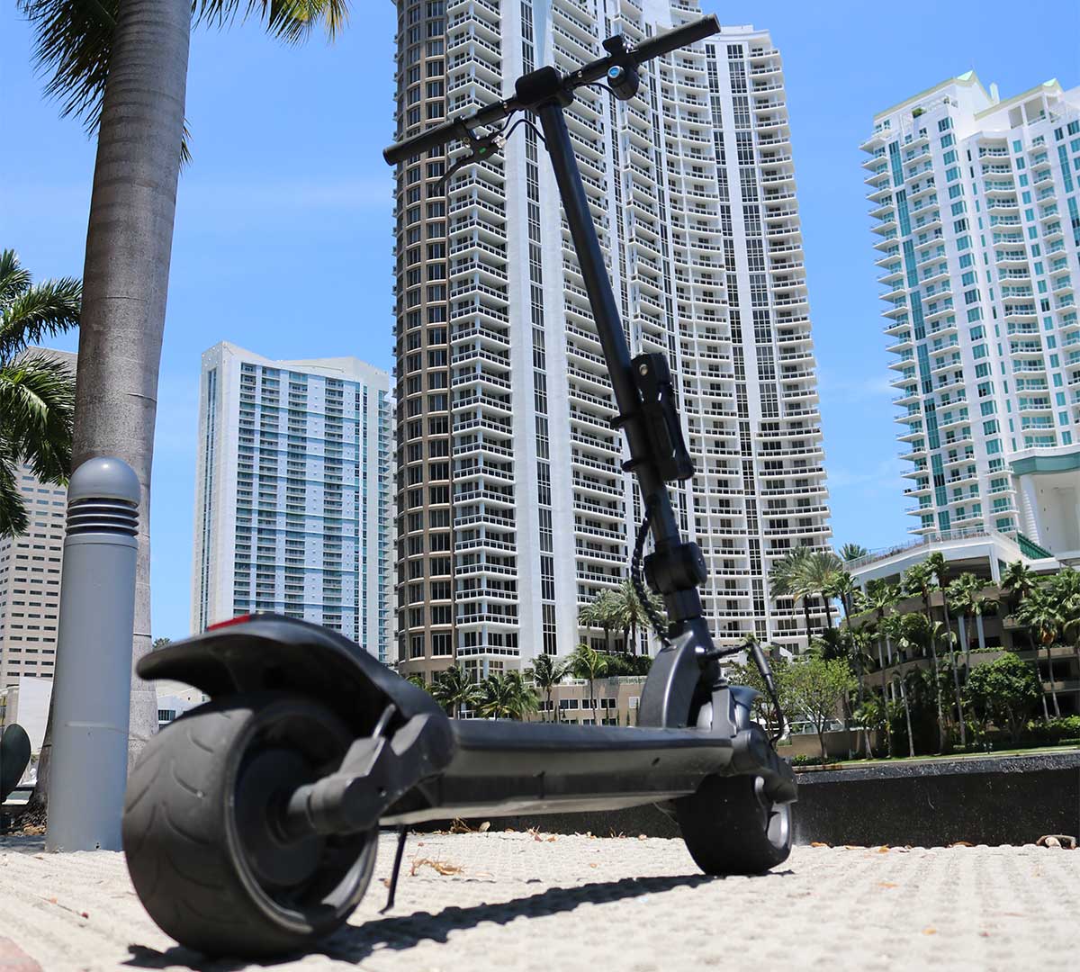 Showcase your DIY electric scooter against the city skyline, a testament to functional urban customization.